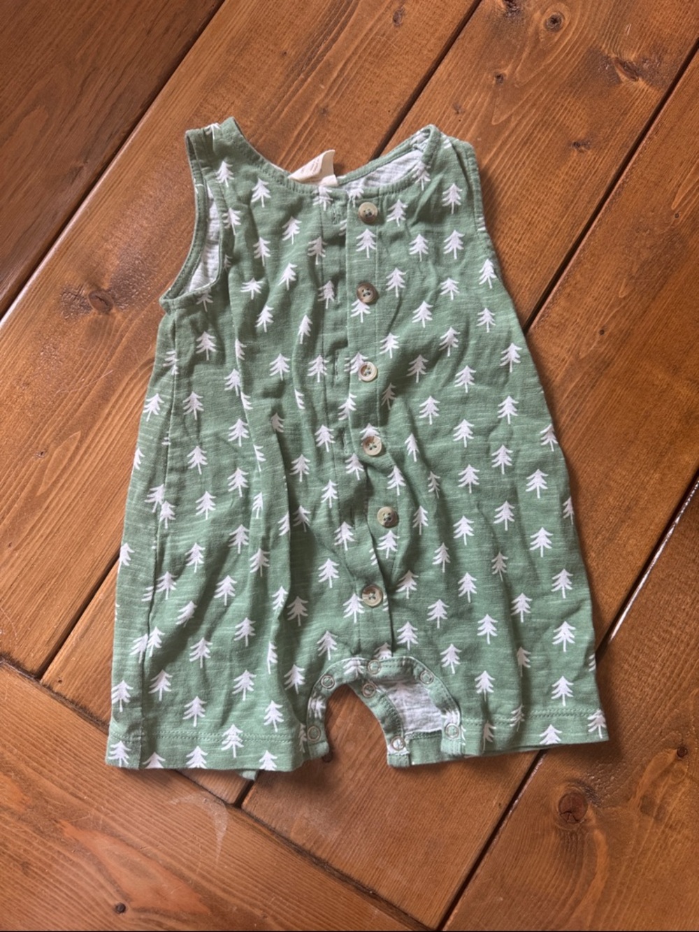 Green Tree-Print Baby One-Piece Bodysuit
